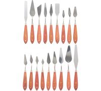 US ART FOURNE 18 pices Palette en acier inoxydable Sigle pour la peinture en acrylique - Poigne en bois Paint Spatule Tools for Oil Tolevas A