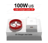 US Charger and Cable-100W SuperVOOC Chargeur Rapide UE US Charge Plug USB Chargeur Type C Câble pour Oneplus 12r 13r 12 11 10 13 ACE 5 Pro Nord CE 2 3 4 Lite