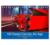 US Classic Cars im Jet-Age (Tischkalender 2026 DIN A5 quer), CALVENDO Monatskalender: Ein Blick auf die US-Autos mit Chrom und Heckflossen der 1950er und frühen 1960er Jahre.
