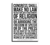 US Constitution Wall Art - First Amendment Bill of Rights Poster Historical Document Print for Educator, Home Office Decor(Unframed,12x18inch(30x45cm))