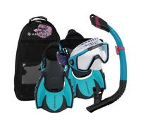 US.Divers Set Avila | Kit de Plongée Masque Palmes et Tuba avec purge pour Adulte Protection UV Verres Anti-buée Anti-fuite Randonnée Aquatique Snorkeling Homme Femme Masque Silicone Palmes réglables