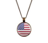 US Drapeau Collier - environ. 70cm Longue Chaîne - USA États-Unis D'Amérique Fanion Pendentif
