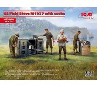 US Field Stove M1937 With Cooks New Moules 1:3 5 Plastique Model Kit Icm