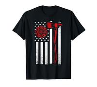 US Firefighter Prioud American Flag Fireman Firefighters T-Shirt