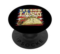 US Flag America Let's Go Taco Lover 4th of July Funny Meme PopSockets PopGrip Adhésif