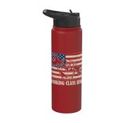 US Flag Worker Day Labor Day American Working Class Hero Stainless Steel Insulated Water Bottle