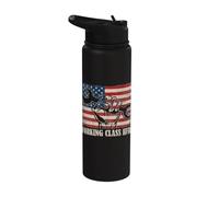 US Flag Worker Day Labor Day American Working Class Hero Stainless Steel Insulated Water Bottle