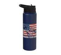 US Flag Worker Day Labor Day American Working Class Hero Stainless Steel Insulated Water Bottle