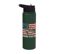 US Flag Worker Day Labor Day American Working Class Hero Stainless Steel Insulated Water Bottle