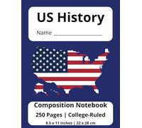 US History Themed Composition Notebook | College Ruled: Perfect for US History Class | 8.5 x 11 | 250 pages