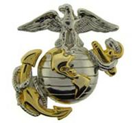 US Marine Corps Emblem, E2, Left Cap Gold Silver USMC Lapel Hat Pin