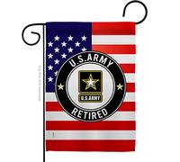 US MILITARY Drapeau de l'armée américaine à la retraite des forces armées double face décoration de pelouse cadeau maison jardin cour bannière militaire américain vétéran américain 30,5 x 18,5 cm
