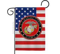 US MILITARY USMC Semper Fi Marine Corps Drapeau des Forces armées Double Face Décoration de Pelouse Cadeau Maison Jardin Cour Bannière United States American Military Veteran, 30,5 x 47,5 cm, Fabriqué