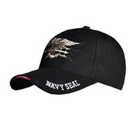 US Naval Special Warfare Seal Team Casquette de baseball militaire avec motif brodé, chapeau tactique réglable, respirant pour l'extérieur, Sceau brodé - Noir, Taille unique