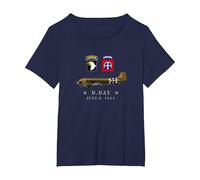 US Parachutistes D-Day WW2 Normandy 82nd Airborne 101nd T-Shirt, Femme Grandes Tailles, Bleu Marine, 2X