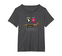 US Parachutistes D-Day WW2 Normandy 82nd Airborne 101nd T-Shirt, Femme Grandes Tailles, Chiné Foncé, 6X