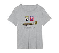 US Parachutistes D-Day WW2 Normandy 82nd Airborne 101nd T-Shirt, Femme Grandes Tailles, Gris Chiné, 1X