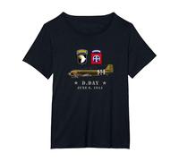 US Parachutistes D-Day WW2 Normandy 82nd Airborne 101nd T-Shirt, Femme Grandes Tailles, Noir, 6X