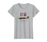 US Parachutistes D-Day WW2 Normandy 82nd Airborne 101nd T-Shirt, Femme, Gris Chiné, M