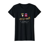 US Parachutistes D-Day WW2 Normandy 82nd Airborne 101nd T-Shirt, Femme, Noir, 3XL