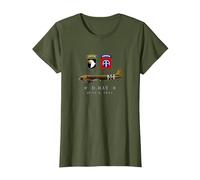 US Parachutistes D-Day WW2 Normandy 82nd Airborne 101nd T-Shirt, Femme, Olive, XS