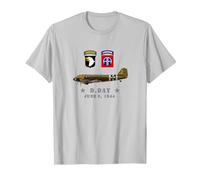 US Parachutistes D-Day WW2 Normandy 82nd Airborne 101nd T-Shirt, Homme, Argent, L