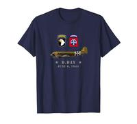 US Parachutistes D-Day WW2 Normandy 82nd Airborne 101nd T-Shirt, Homme, Bleu Marine, 3XL