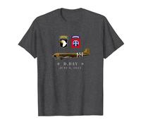 US Parachutistes D-Day WW2 Normandy 82nd Airborne 101nd T-Shirt, Homme, Chiné Foncé, S