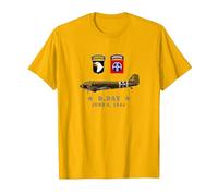 US Parachutistes D-Day WW2 Normandy 82nd Airborne 101nd T-Shirt, Homme, Doré Vif, M