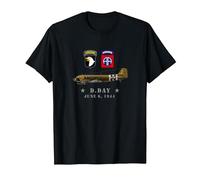 US Parachutistes D-Day WW2 Normandy 82nd Airborne 101nd T-Shirt, Homme, Noir, M