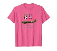 US Parachutistes D-Day WW2 Normandy 82nd Airborne 101nd T-Shirt, Homme, Rose Chiné, M