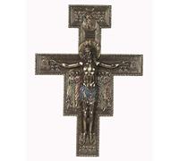 US Plaque murale décorative en forme de crucifix de San Damiano de 40 cm, couleur bronze
