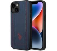 US Polo Assn Leather Stitch - Étui pour iPhone 14 Plus (bleu marine)