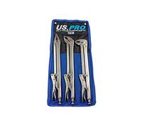 US PRO 1838 Tools Lot de 3 pinces à mâchoire plate et courbée Bleu 38,1 cm