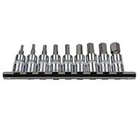 US PRO 3385 Lot de 9 douilles hexagonales 3/8" SAE/impérial hexagonale Argenté