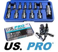 US Pro Bergen 2097 Lot de 13 douilles hexagonales métriques de 2 à 14 mm dans un étui