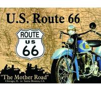 US Route 66 Motorrad Aimant magnet métal plat Nouveau 6x8cm VM061B