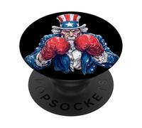 US Sam avec Gants de Boxe pour Les Amateurs de Sport et patriotiques PopSockets PopGrip Adhésif