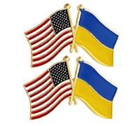 Us Ukrainian Drapeau Pin 2pcs American Ukraine Amitié Drapeau Badge Support Ukraine Bouton Broche pour Célébration Événement Sportif