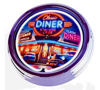 US-Way.de American Diner N°11 - Horloge murale décorative - 44 cm de diamètre - Sans bruit de tic-tac et affichage facile à lire - Style années 50 - Pour cuisine, salon, bureau - Blanc