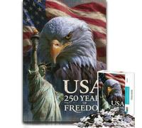 USA 250 Years of Freedom Eagle Statue of Libe Puzzle en Bois, 1000 pièces