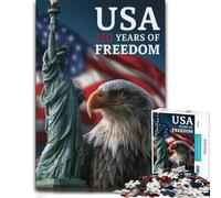 USA 250 Years of Freedom Eagle Statue of Libe Puzzle en Bois, 500 pièces