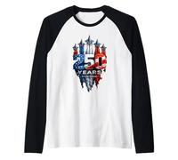 USA 250e Anniversaire célèbre Les Avions de Combat patriotiques Cool Manche Raglan