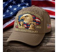 USA 250th Anniversary Commémorative Hat - Casquette de baseball patriotique réglable American Heritage Bleu cyan