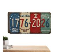 USA 250th Block Sign | Rustic License Plate Art 1776-2026 Patriotic Decor, Patriotic Decor For Home Offices Porch Veterans History Lovers