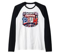 USA Anniversary 250 Years of Freedom Bruh America 4 Juillet Manche Raglan