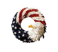 USA Celebration Wreath, Small American Garland, 7.87 inches Door Hanger with Flag Feature, Lightweight Decorative, Garland with Festive Style, Patriotic Wreath for Memorial Day and Holiday Use