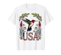 USA Colibri Wildflower T-Shirt Graphique avec Valeur, Homme, Blanc, L