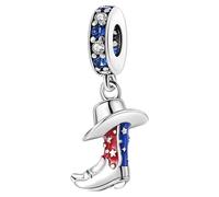 USA Cowboy Bottes Chapeau Drapeau Bracelet à breloques Chaîne Pendentif Bijoux Accessoires Décoration Argent 925 Cadeau