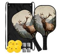 USA Elk Camouflage Deer Raquettes de pickleball à faible vibration | ensemble de palas de pickleball pour adultes hommes femmes